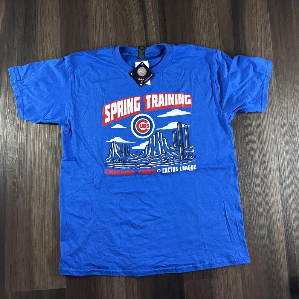 Chicago Cubs Spring Training Shirt Boys Youth Size XL Blue Short Sleeve Tee NEW
